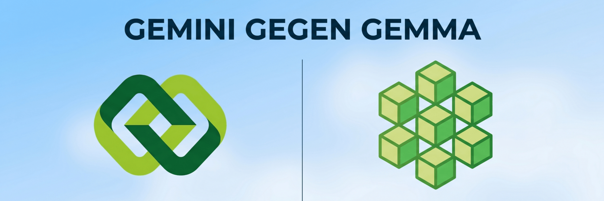 Zwei Logos, Gemini und Gemma, nebeneinander mit ihren Namen darunter.