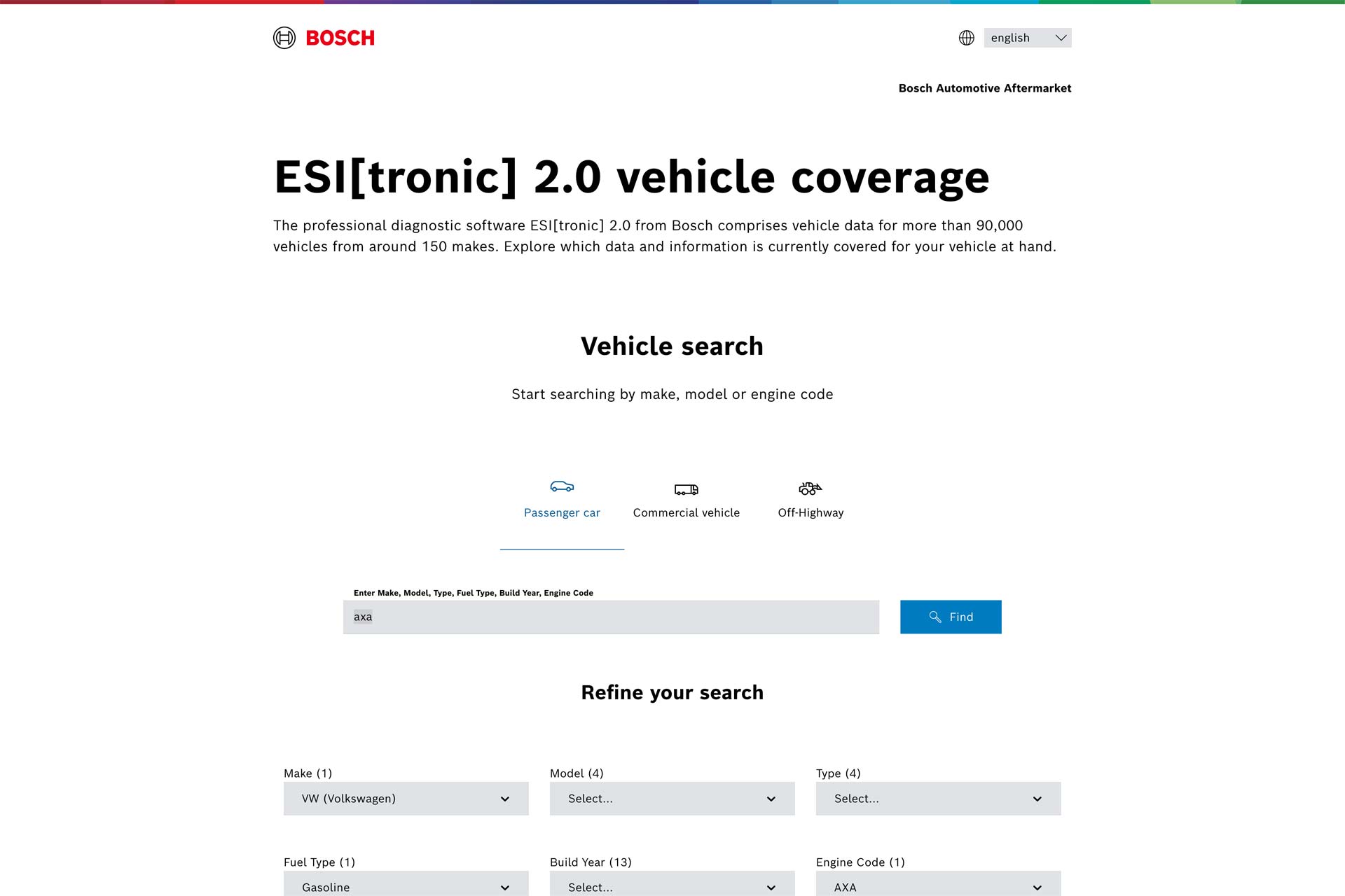 Projektbeispiel Bosch ESI[tronic] 2.0 Fahrzeugabdeckung